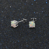 Created Pink Opal Earrings 925 Sterling Silver Stud Earrings (Lam Hub Fong)
