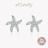 925 Sterling Silver Starfish Stud Earrings For Women Dazzling Top CZ Earings