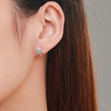 925 Sterling Silver Starfish Stud Earrings For Women Dazzling Top CZ Earings