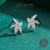 925 Sterling Silver Starfish Stud Earrings For Women Dazzling Top CZ Earings