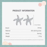 925 Sterling Silver Starfish Stud Earrings For Women Dazzling Top CZ Earings