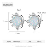 925 Silver Opal Stud Earrings Cubic Zirconia Bridal Wedding Jewelry