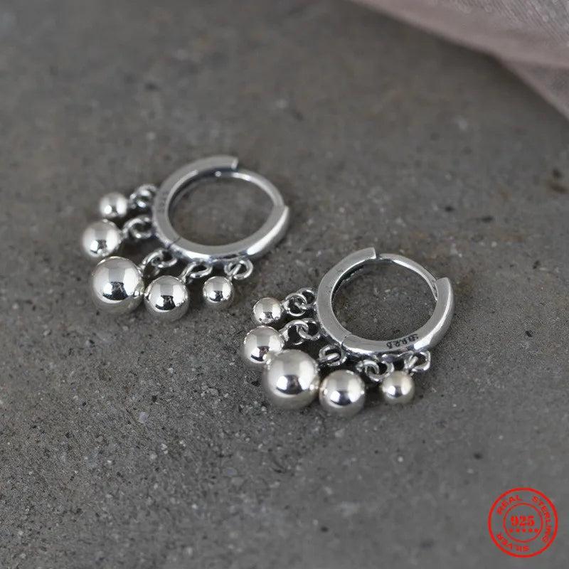 925 Sterling Silver Tassel Hoop Earrings for Women