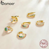 925 Sterling Silver Single Hoop Earrings Cuff Rainbow Brincos SCE1080