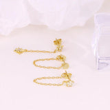 925 Silver Tassel Earrings Set Zircon Star Charm Front Back Cartilage 3PCs