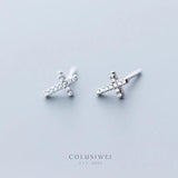 Colusiwei 925 Silver CZ Cross Stud Earrings for Women