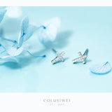 Colusiwei 925 Silver CZ Cross Stud Earrings for Women