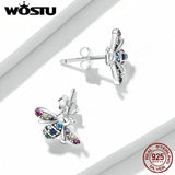 925 Silver Colorful Bug Stud Earrings Women Girls Gift