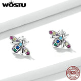 925 Silver Colorful Bug Stud Earrings Women Girls Gift