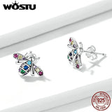 925 Silver Colorful Bug Stud Earrings Women Girls Gift