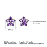 925 Silver Nano Amethyst Stud Earrings Romantic Flower Women Gift