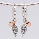 Summer Heart & Conch Shell Hoop Earring 925 Silver Sea Earring