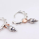Summer Heart & Conch Shell Hoop Earring 925 Silver Sea Earring