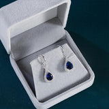 925 Sterling Silver Earrings with Sapphire Gemstone for Charm Lady
