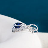 925 Sterling Silver Earrings with Sapphire Gemstone for Charm Lady