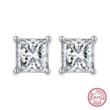 925 Silver Princess-Cut Zirconia Stud Earrings for Women