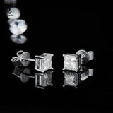 925 Silver Princess-Cut Zirconia Stud Earrings for Women