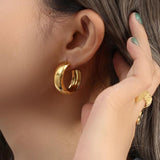 Minimalist Hoop Earrings Stainless Steel Women Jewelry
