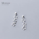 925 Sterling Silver Stud Earrings Openwork Stars Girls Accessories Oreilles