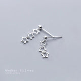 925 Sterling Silver Stud Earrings Openwork Stars Girls Accessories Oreilles
