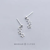 925 Sterling Silver Stud Earrings Openwork Stars Girls Accessories Oreilles
