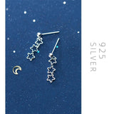 925 Sterling Silver Stud Earrings Openwork Stars Girls Accessories Oreilles