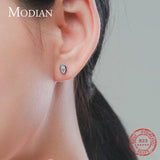 925 Silver Golden CZ Stud Earrings Anniversary Gift