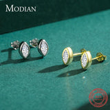 925 Silver Golden CZ Stud Earrings Anniversary Gift