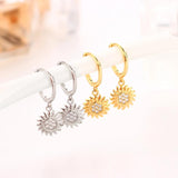 925 Silver Family Tree Pearl Sunflower Stud Earrings