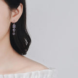 Geometric Amethyst 925 Silver Drop Earrings for Women