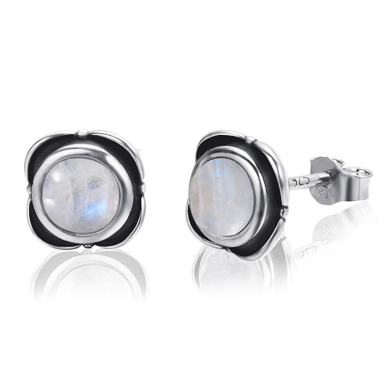 Moonstone Stud Earrings 925 Silver Party Ear Jewelry