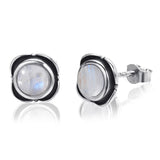 Moonstone Stud Earrings 925 Silver Party Ear Jewelry