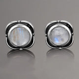 Moonstone Stud Earrings 925 Silver Party Ear Jewelry