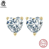 925 Silver Heart CZ Stud Earrings for Women Wedding Anniversary APE59