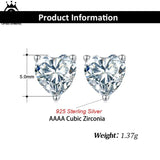 925 Silver Heart CZ Stud Earrings for Women Wedding Anniversary APE59