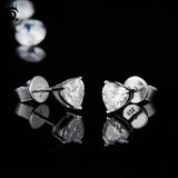 925 Silver Heart CZ Stud Earrings for Women Wedding Anniversary APE59