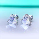 925 Silver Heart CZ Stud Earrings for Women Wedding Anniversary APE59