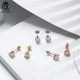 925 Silver Heart CZ Stud Earrings for Women Wedding Anniversary APE59