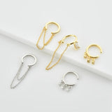 925 Sterling Silver Pavee Cuff Chain Earcuff