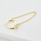 925 Sterling Silver Pavee Cuff Chain Earcuff