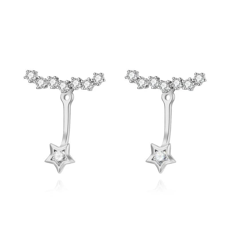 925 Sterling Silver Stars CZ Stud Earring Wedding Party Jewelry