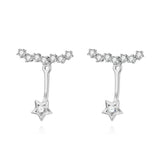 925 Sterling Silver Stars CZ Stud Earring Wedding Party Jewelry
