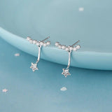 925 Sterling Silver Stars CZ Stud Earring Wedding Party Jewelry