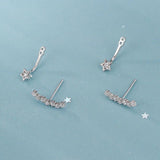 925 Sterling Silver Stars CZ Stud Earring Wedding Party Jewelry