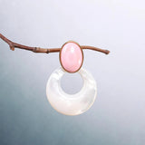 Vintage Pink Sweet Earrings Women Silver Lapis Fritillaria Wedding Jewelry