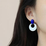 Vintage Pink Sweet Earrings Women Silver Lapis Fritillaria Wedding Jewelry