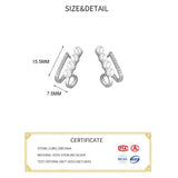925 Silver U Stud Earrings Pearl Zircon Women Jewelry