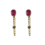 Oval Ruby Chain Earrings - Women's Silver Jewelry