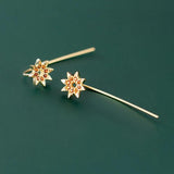 925 Silver Zircon Sun Flower Stud Earrings Classic Fine Jewelry