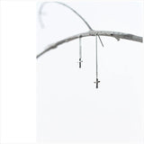 925 Silver Tassel Cross Drop Earrings for Women